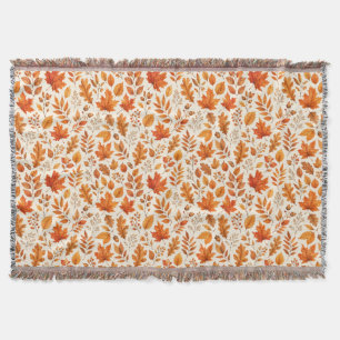 Warm Autumn Leaves Seamless Pattern Throw Blanket