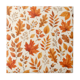 Warm Autumn Leaves Seamless Pattern Tile