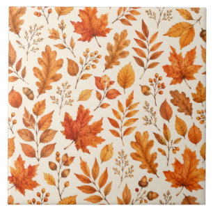 Warm Autumn Leaves Seamless Pattern Tile