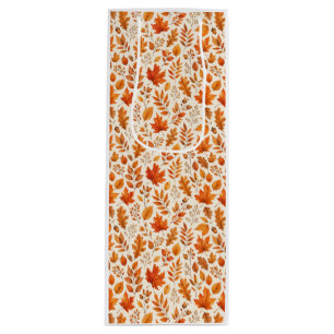 Warm Autumn Leaves Seamless Pattern Wine Gift Bag