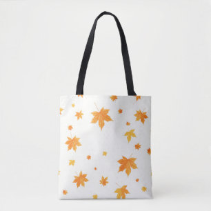 Warm Autumn Leaves Watercolor Maple and Oak Tote Bag