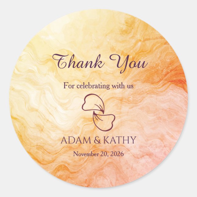 Warm Autumn Marble Wedding Sticker (Front)