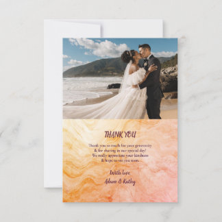 Warm Autumn Marble Wedding Thank you card