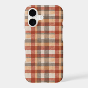 Warm Autumn Plaid Fabric Texture in Rust and Beige