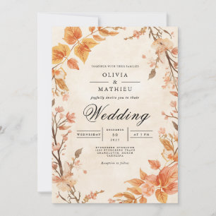 Warm Autumnal Bloom Flourish Wedding Invitation