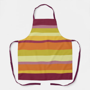 Warm Autumnal Horizontal Stripes Apron