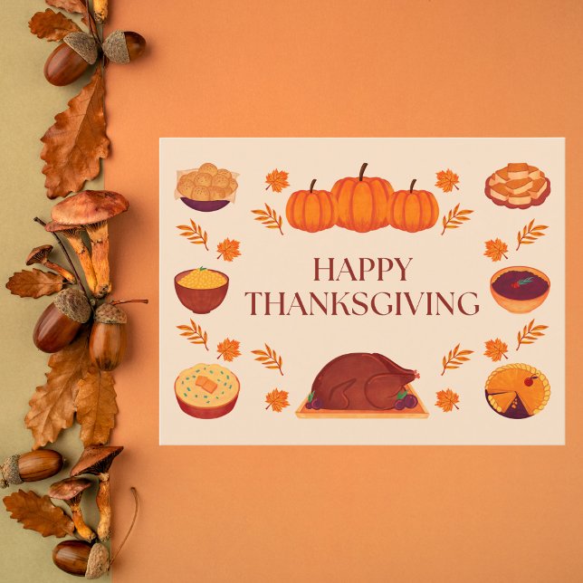 Warm Beige and Brown Thanksgiving Feast Holiday Postcard (Creator Uploaded)