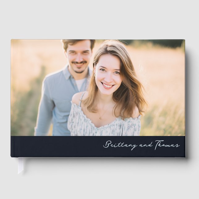 Warm Beige Candid Photo Guest Book (Front)