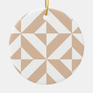 Warm Beige Geometric Deco Cube Pattern Ceramic Tree Decoration
