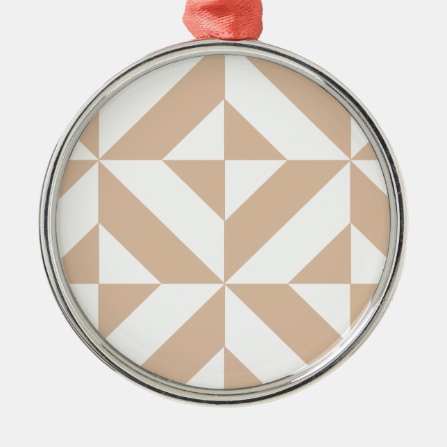 Warm Beige Geometric Deco Cube Pattern Metal Tree Decoration (Front)