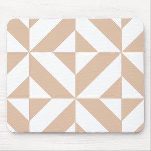 Warm Beige Geometric Deco Cube Pattern Mouse Mat