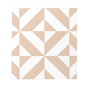 Warm Beige Geometric Deco Cube Pattern Notepad