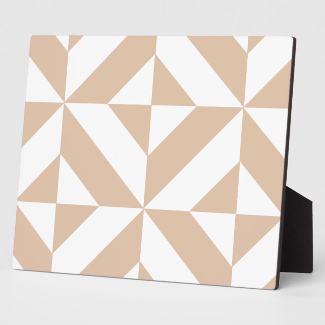 Warm Beige Geometric Deco Cube Pattern Plaque (Side)