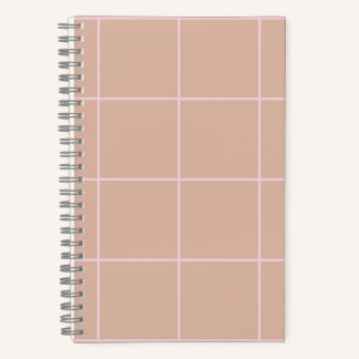 Warm Beige Grid Pattern Minimal Soft Check Design Notebook