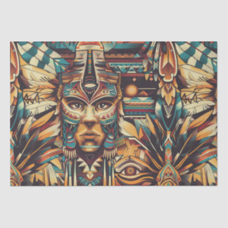 Warm Beige "Mesoamerican Motif" Decorative Tissue  Paper