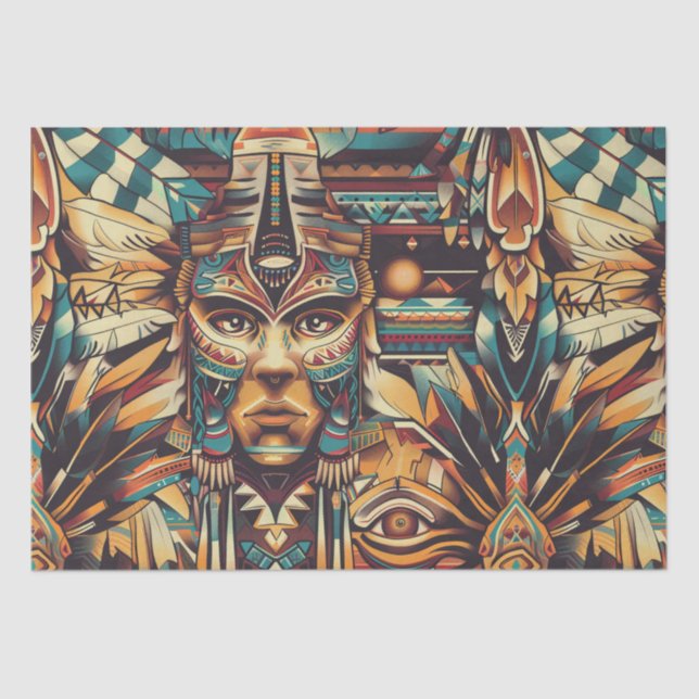 Warm Beige "Mesoamerican Motif" Decorative Tissue  Tissue Paper (Front)
