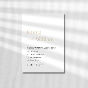 Warm Beige Minimalist Elegant Modern Wedding Invitation