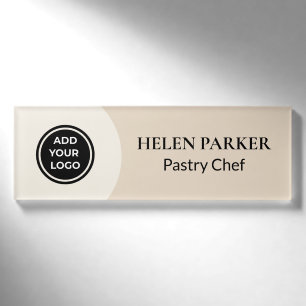 Warm Beige Modern Logo Business Name Tag
