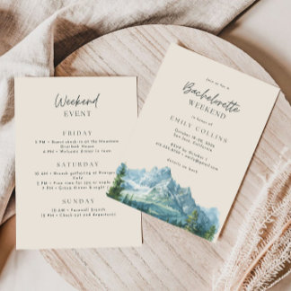 Warm Beige Mountain Country Bachelorette Weekend Invitation