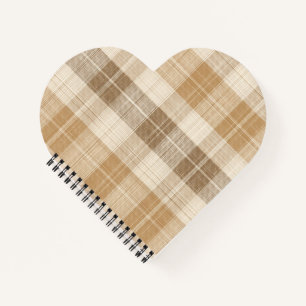Warm Beige Plaid Linen Texture with Weaves Notebook