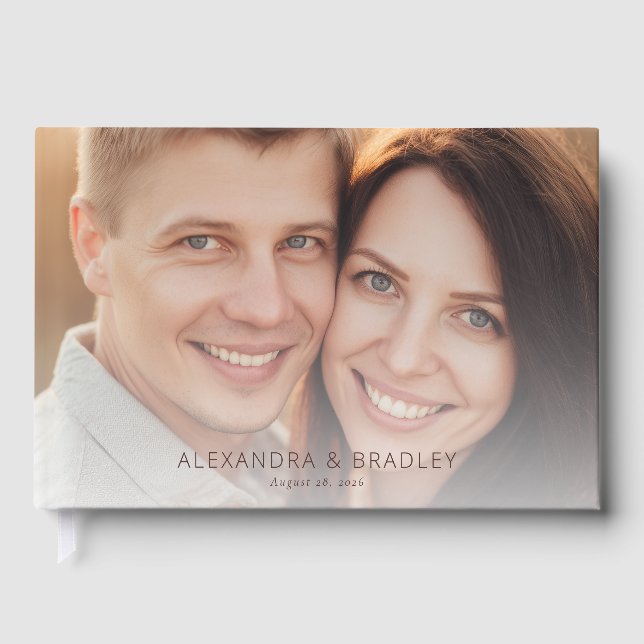 Warm Beige Romantic Photo Guest Book (Front)