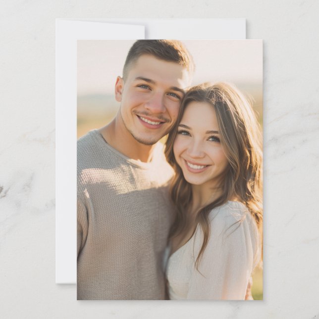 Warm Beige Romantic Photo Invitation (Front)