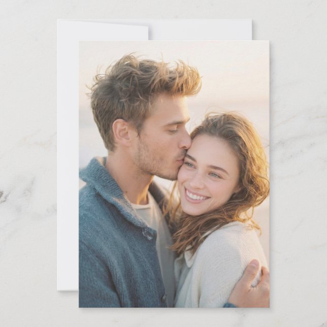 Warm Beige Romantic Photo Invitation (Front)