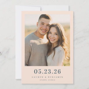 Warm Beige Romantic Photo Save The Date