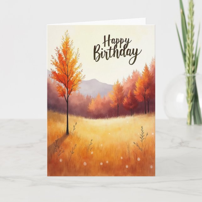 Warm Birthday Autumn Glow Card (Front)