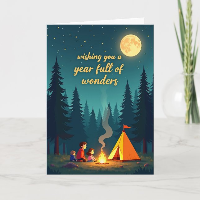 Warm Birthday Campfire Night Card (Front)