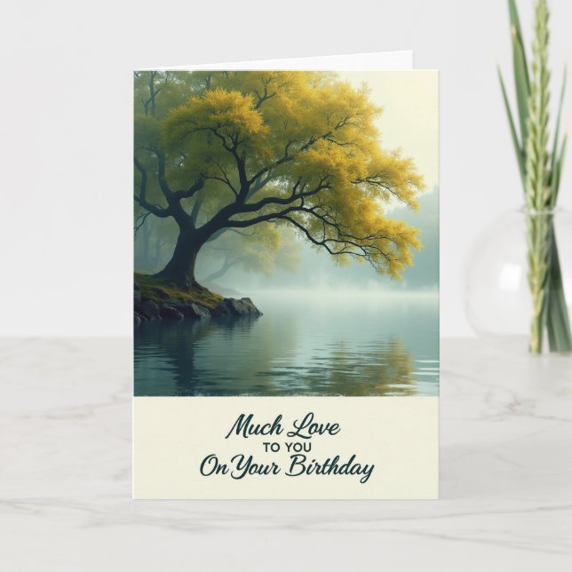 Warm Birthday Golden Tree Card (Front)