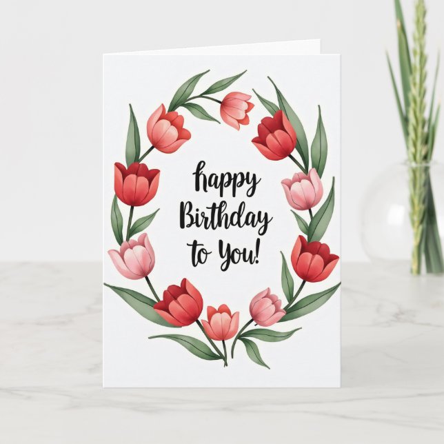 Warm Birthday Wreath Card (Front)
