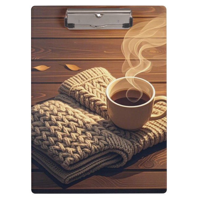 Warm blanket and steamy drink clipboard (Front)