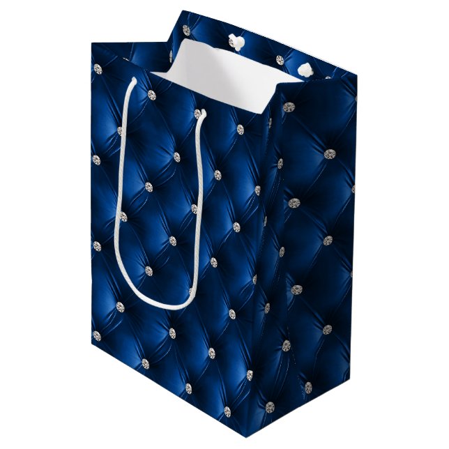 Warm Blue Chic Faux Velvet Medium Gift Bag (Front Angled)