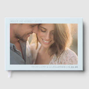 Warm Blue Romantic Photo Guest Book
