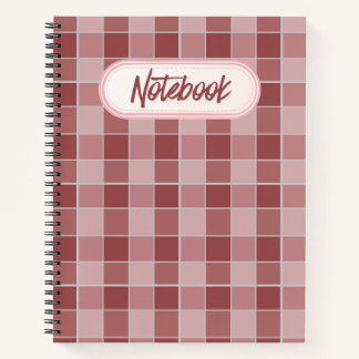 Warm Blush Checkerboard Pattern Soft Pink & Terrac Notebook