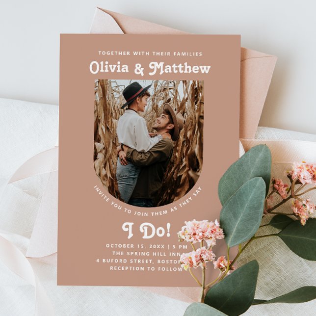 Warm Blush Wedding | Soft Minimalist Arch Photo Invitation (Creator Uploaded)