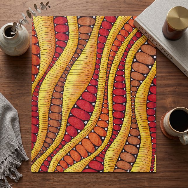 Warm Boho Terracotta Organic Wave Pattern Jigsaw Puzzle (Creator Uploaded)