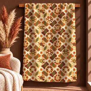 Warm Boho Terracotta Yellow Watercolor Blanket