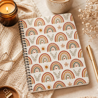 Warm Boho Watercolor Rainbow Notebook
