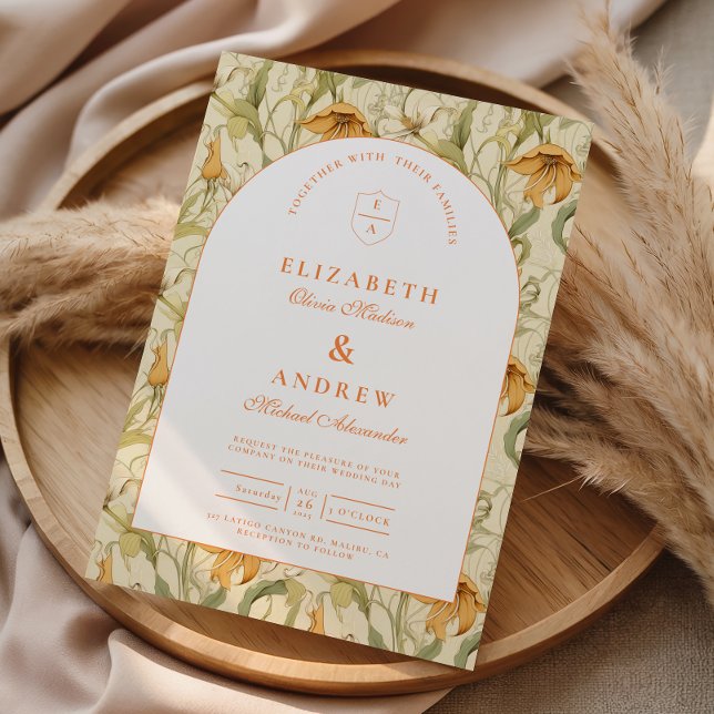 Warm Botanical Arch Wedding Invitation (Creator Uploaded)
