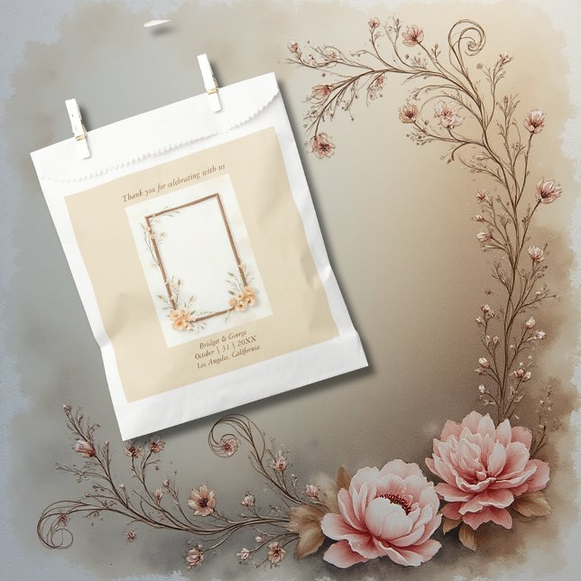 Warm Botanical Beige Wedding  Favour Bags (Creator Uploaded)