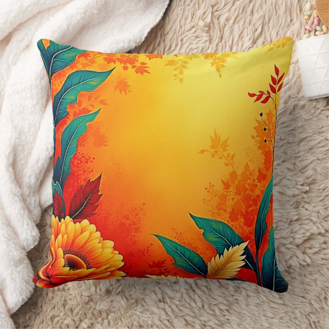 Warm Botanical Bloom Cushion (Blanket)