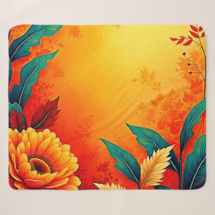 Warm Botanical Bloom Sherpa Blanket