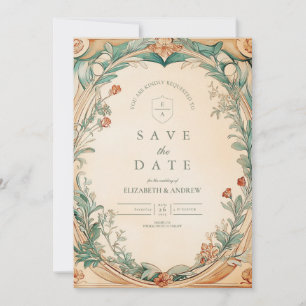 Warm Botanical Frame wedding Save The Date