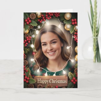 Warm & Bright Family Photo Christmas Card Dark