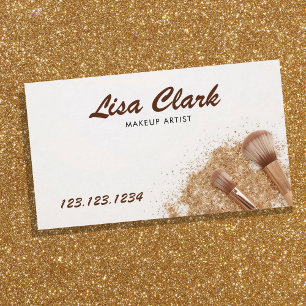 Warm Bronze Glitter Makeup Brush Beauty Artist Business Card