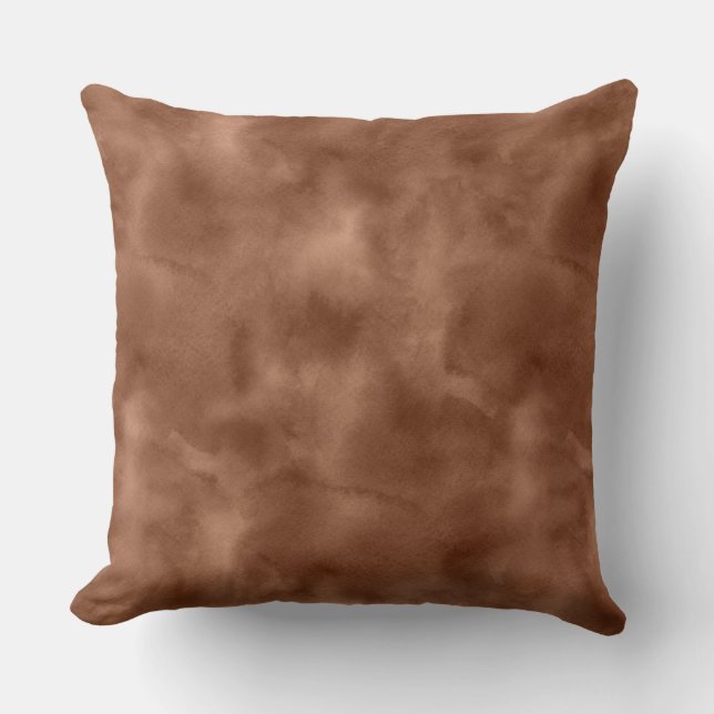 Warm Brown Abstract Watercolor Style Cushion (Front)