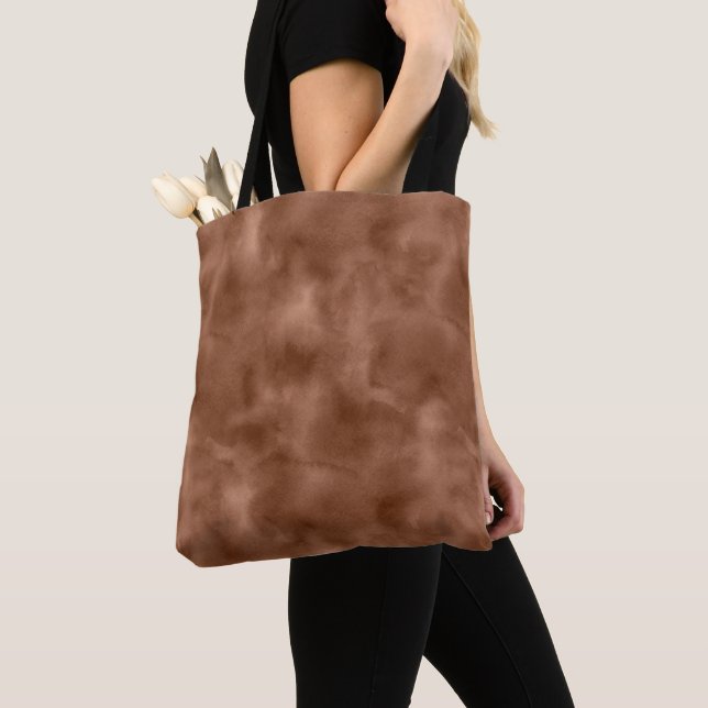 Warm Brown Abstract Watercolor Style Tote Bag (Close Up)