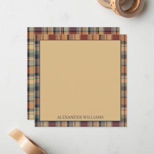 Warm Brown and Cream Plaid Personalised Card